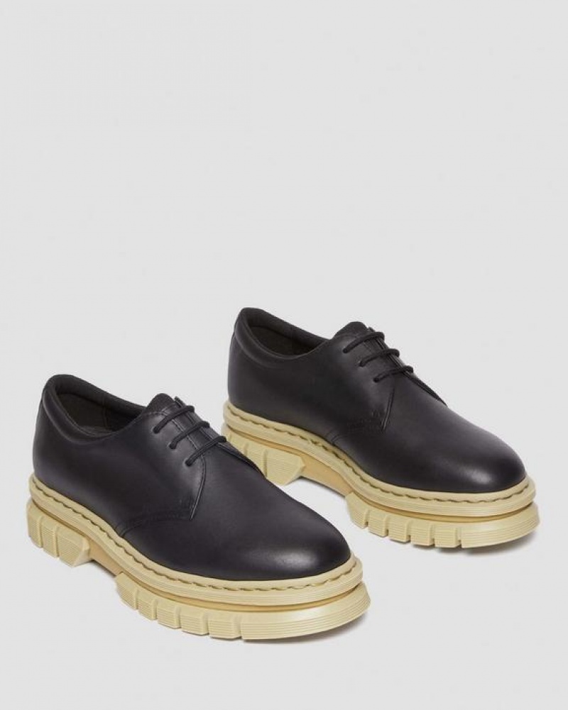 Dr Martens Rikard Contrast Sole Læder Platform Sko Dame Sort | Danmark_Dr34534