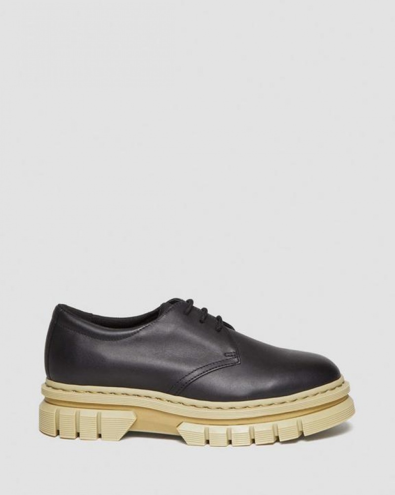 Dr Martens Rikard Contrast Sole Læder Platform Sko Dame Sort | Danmark_Dr34534