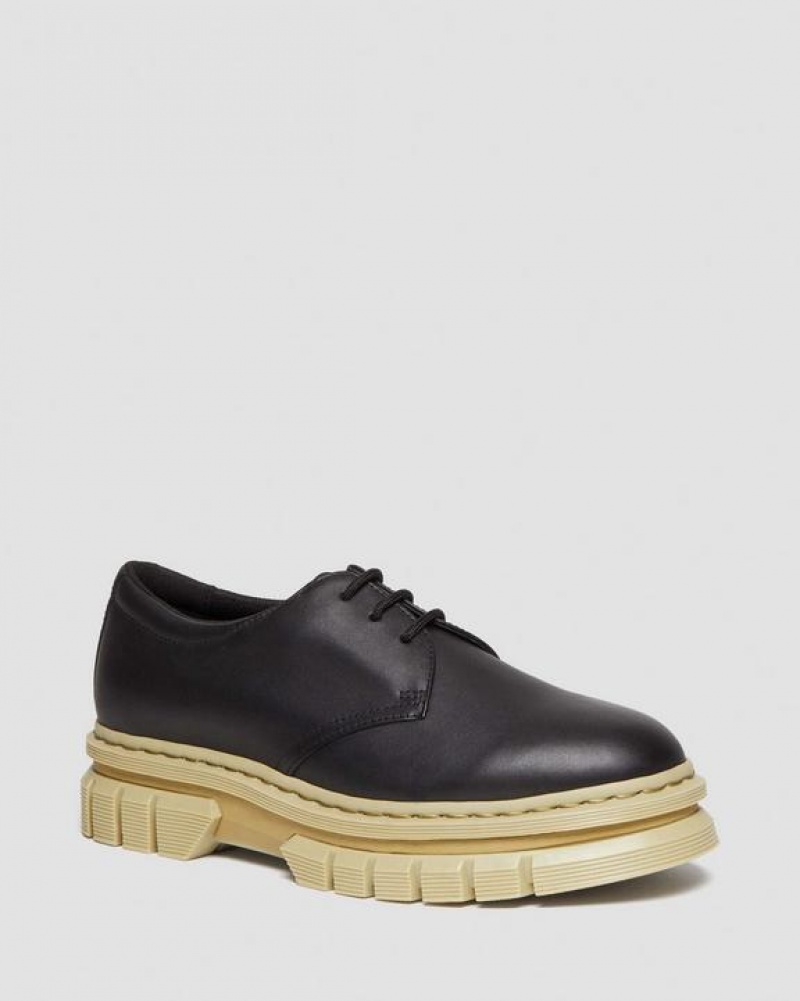 Dr Martens Rikard Contrast Sole Læder Platform Sko Dame Sort | Danmark_Dr34534