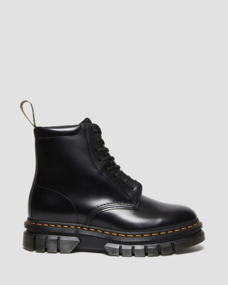 Dr Martens Rikard Smooth Læder Blonder Up Platform Sko Herre Sort | Danmark_Dr18634