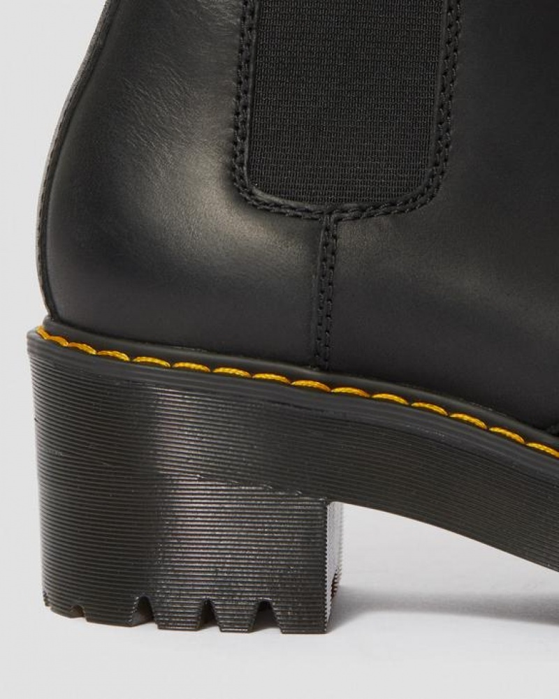 Dr Martens Rometty Wyoming Læder Platform Chelsea Støvler Dame Sort | Danmark_Dr89011