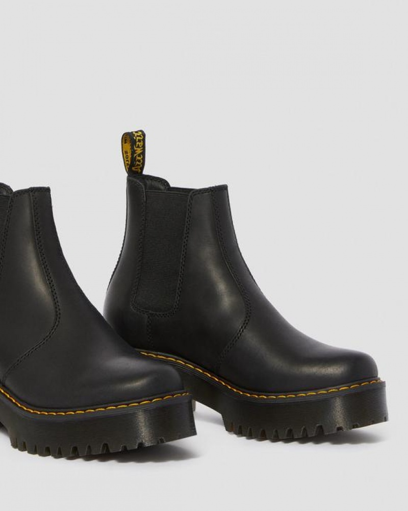 Dr Martens Rometty Wyoming Læder Platform Chelsea Støvler Dame Sort | Danmark_Dr89011