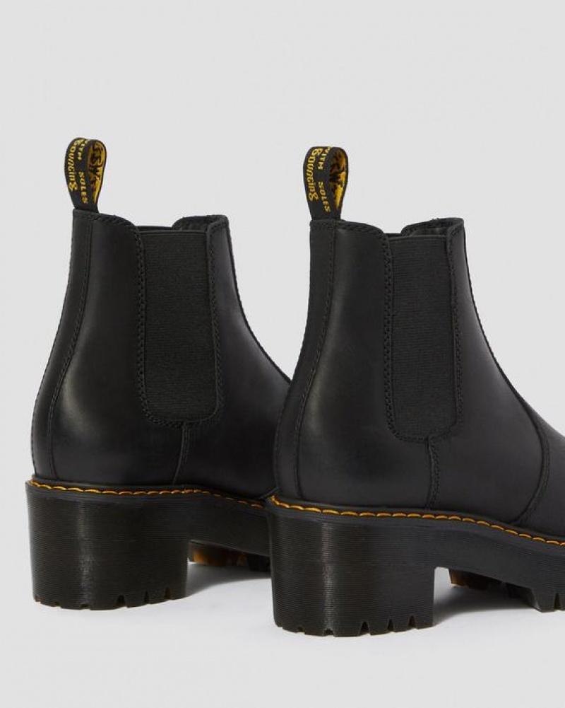 Dr Martens Rometty Wyoming Læder Platform Chelsea Støvler Dame Sort | Danmark_Dr89011