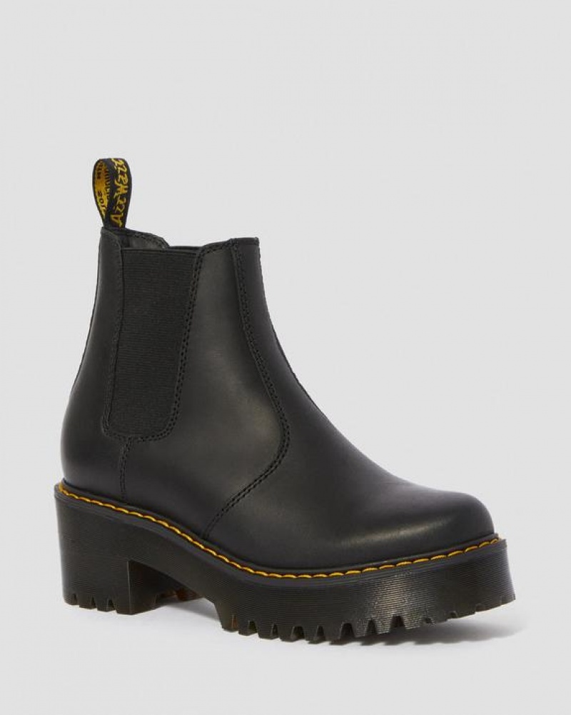 Dr Martens Rometty Wyoming Læder Platform Chelsea Støvler Dame Sort | Danmark_Dr89011