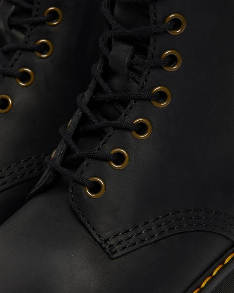 Dr Martens Shriver Hi Women's Wyoming Læder Hæl Støvler Dame Sort | Danmark_Dr41216