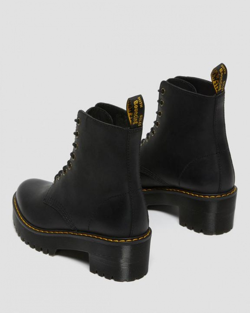 Dr Martens Shriver Hi Women's Wyoming Læder Hæl Støvler Dame Sort | Danmark_Dr41216