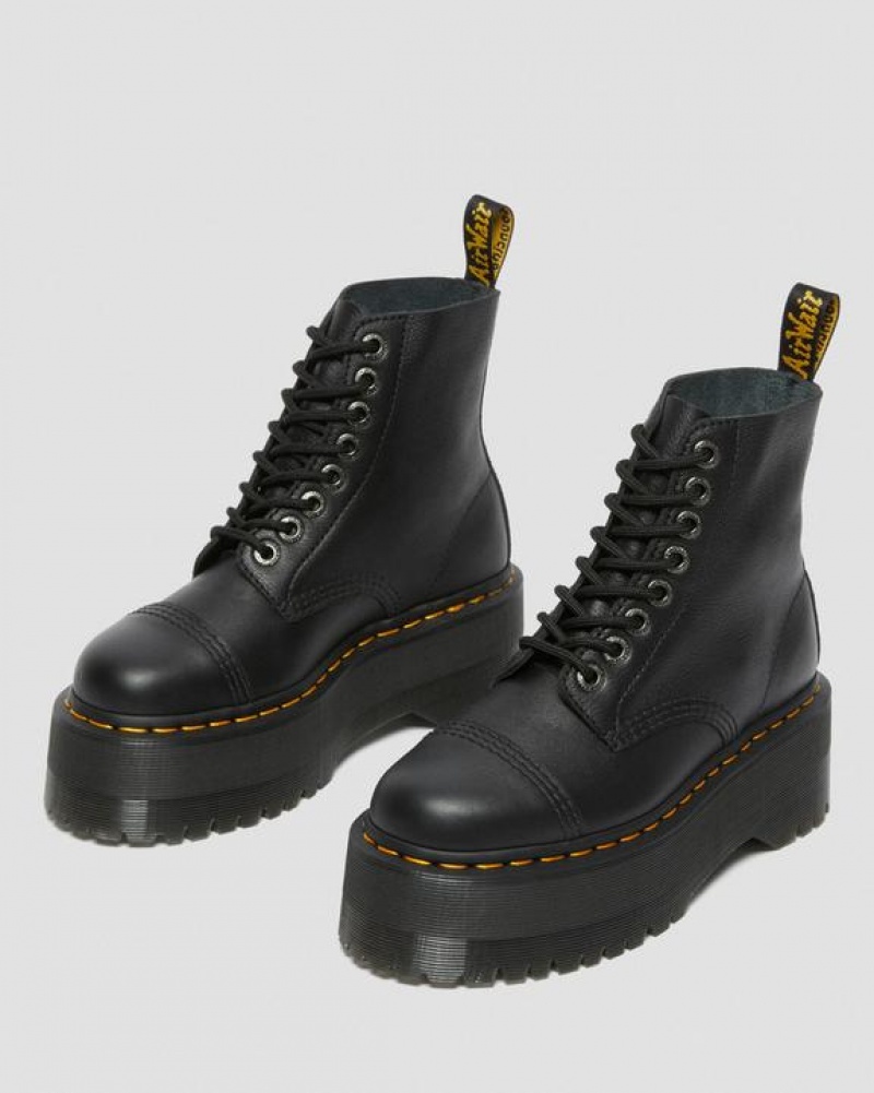 Dr Martens Sinclair Max Pisa Læder Platform Sko Dame Sort | Danmark_Dr59314