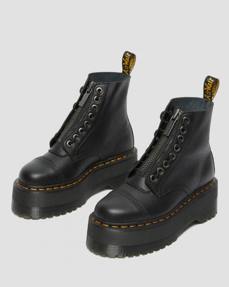 Dr Martens Sinclair Max Pisa Læder Platform Sko Dame Sort | Danmark_Dr59314