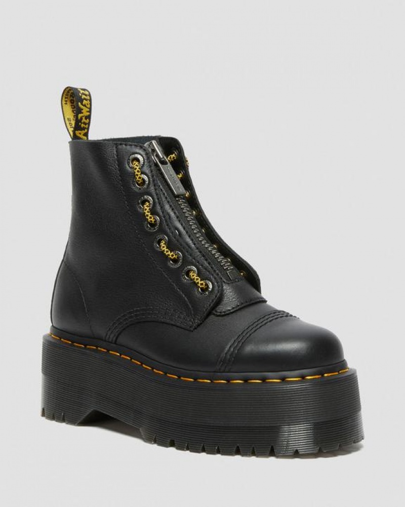 Dr Martens Sinclair Max Pisa Læder Platform Sko Dame Sort | Danmark_Dr59314