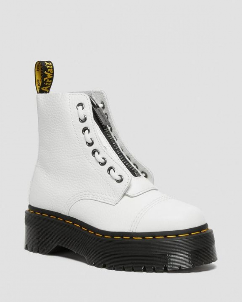 Dr Martens Sinclair Milled Nappa Læder Platform Støvler Dame Hvide | Danmark_Dr87629