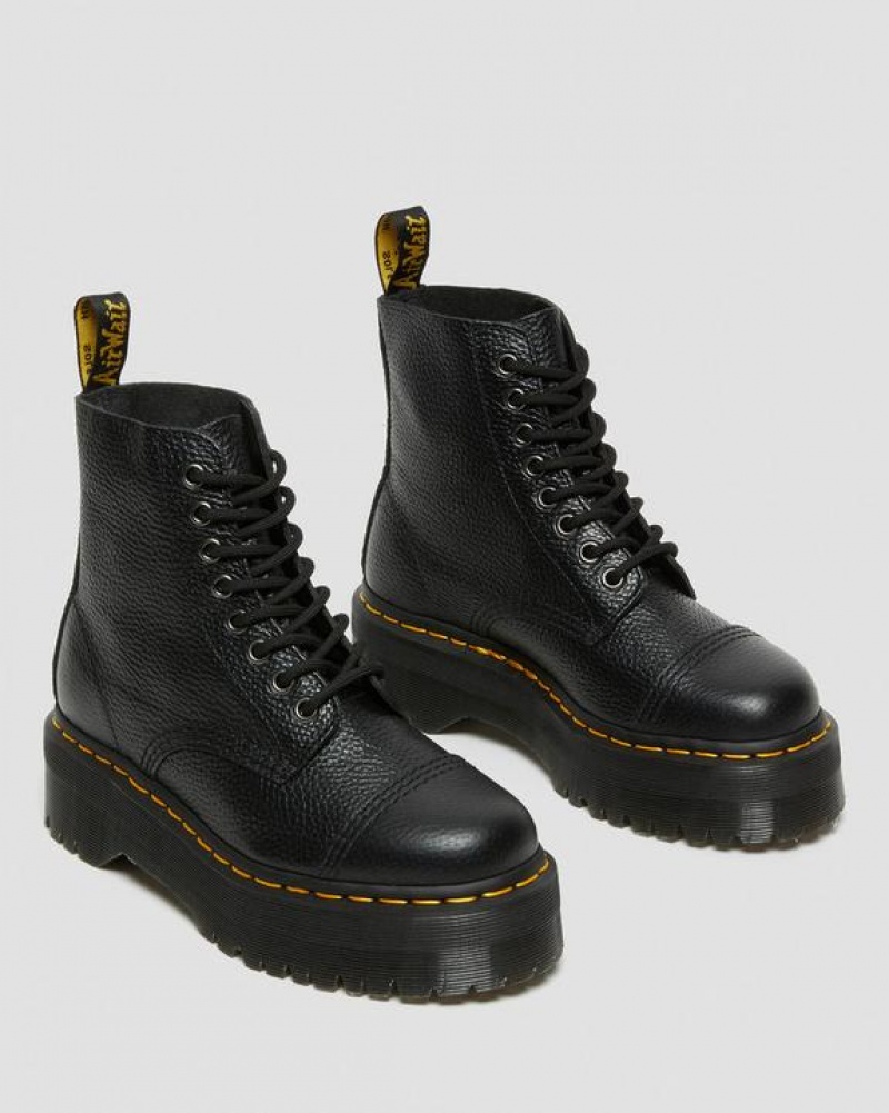 Dr Martens Sinclair Milled Nappa Læder Platform Støvler Dame Sort | Danmark_Dr41356