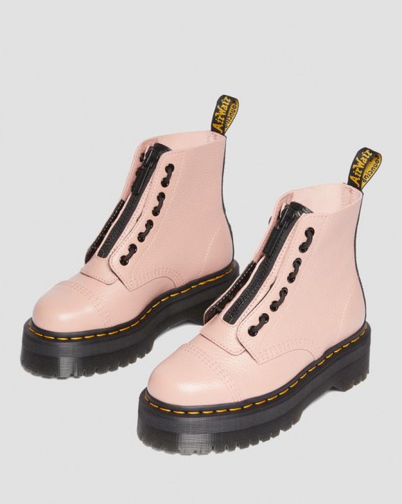 Dr Martens Sinclair Milled Nappa Læder Platform Støvler Dame Koral Beige | Danmark_Dr38697