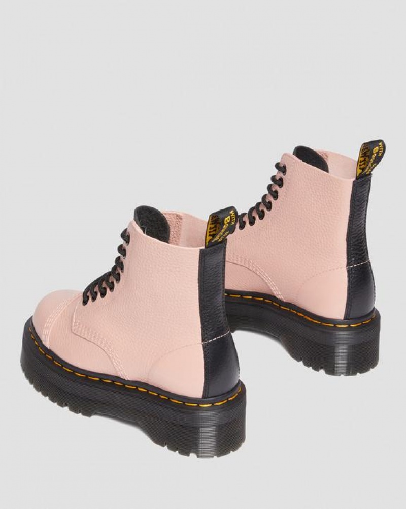 Dr Martens Sinclair Milled Nappa Læder Platform Støvler Dame Koral Beige | Danmark_Dr38697