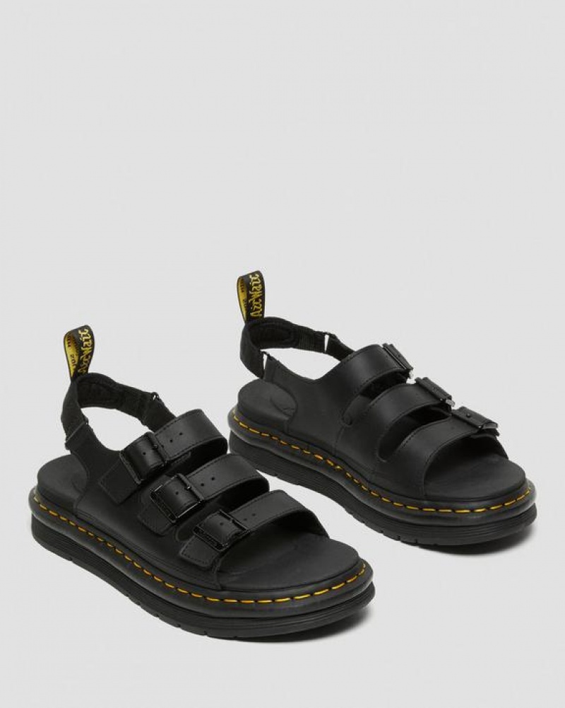 Dr Martens Soloman Men's Læder Páskové Sandaler Herre Sort | Danmark_Dr68932