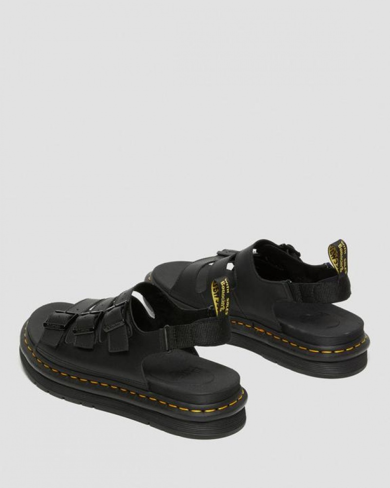 Dr Martens Soloman Men's Læder Páskové Sandaler Herre Sort | Danmark_Dr68932