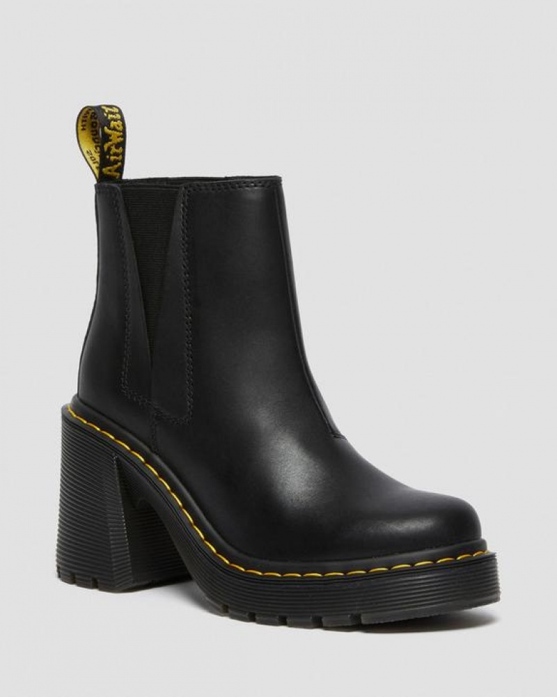 Dr Martens Spence Læder Flared Heel Chelsea Støvler Dame Sort | Danmark_Dr52113