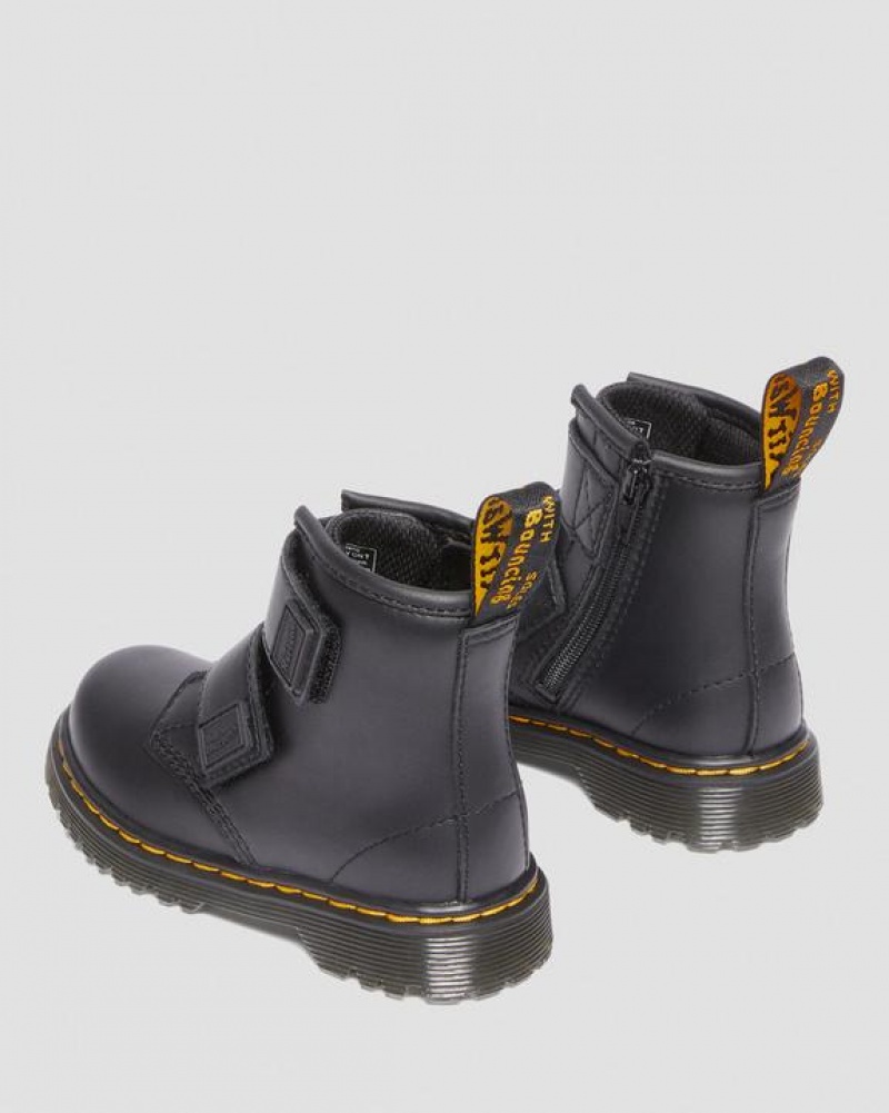 Dr Martens Toddler 1460 Double Páskové Læder Støvler Børn Sort | Danmark_Dr17637