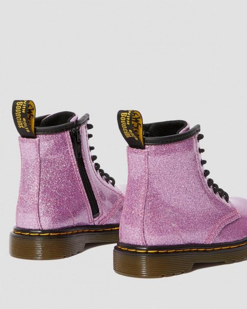 Dr Martens Toddler 1460 Glitter Blonder Up Støvler Børn Mørkelyserød | Danmark_Dr76078