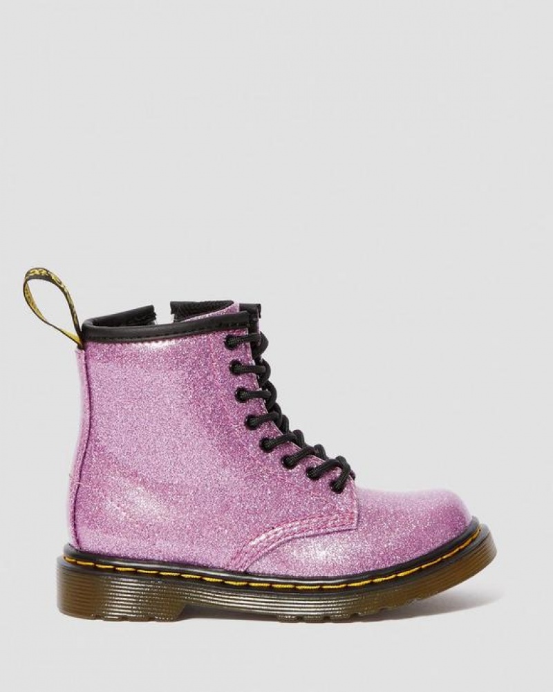 Dr Martens Toddler 1460 Glitter Blonder Up Støvler Børn Mørkelyserød | Danmark_Dr76078