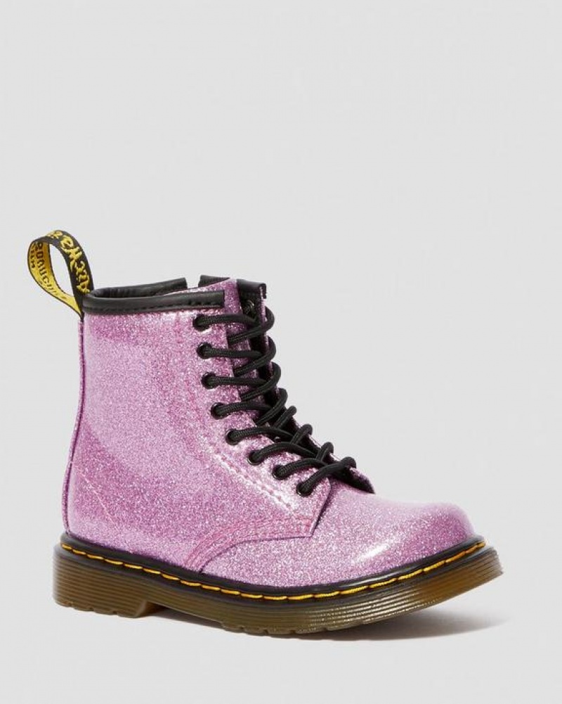 Dr Martens Toddler 1460 Glitter Blonder Up Støvler Børn Mørkelyserød | Danmark_Dr76078