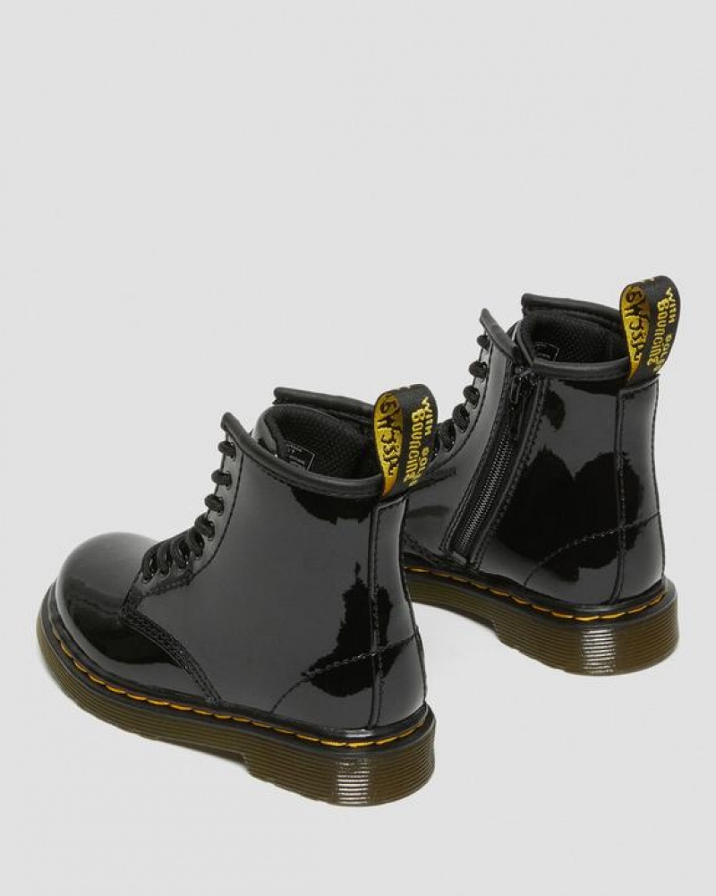 Dr Martens Toddler 1460 Lak Læder Blonder Up Støvler Børn Sort | Danmark_Dr98633