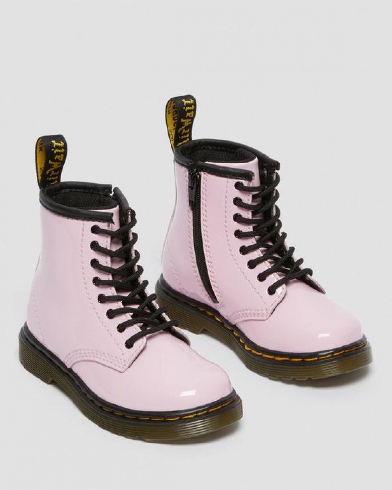 Dr Martens Toddler 1460 Lak Læder Blonder Up Støvler Børn Lyserød | Danmark_Dr37093