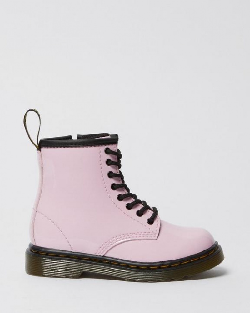 Dr Martens Toddler 1460 Lak Læder Blonder Up Støvler Børn Lyserød | Danmark_Dr37093