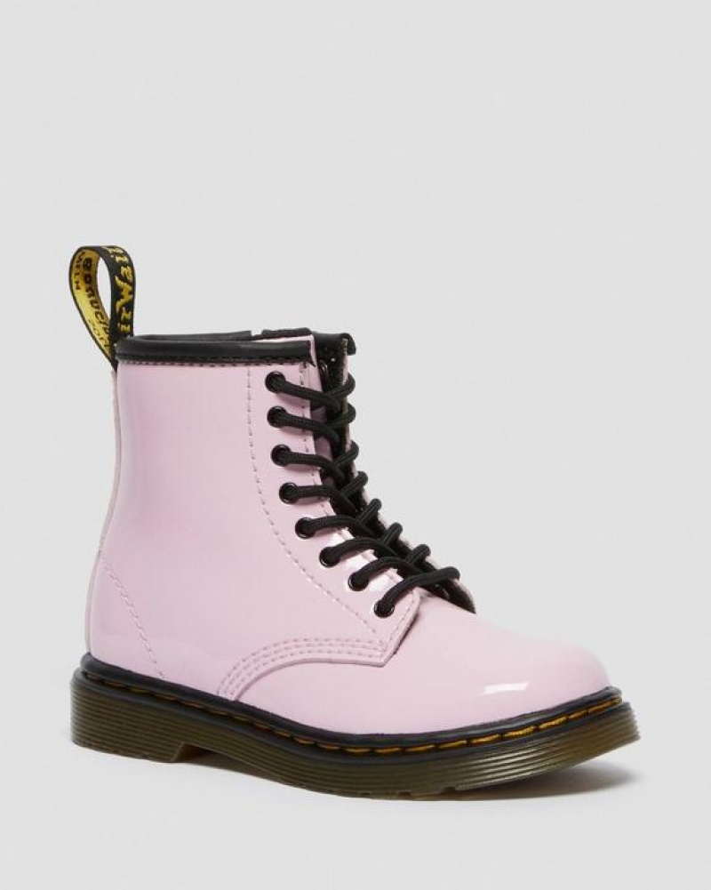 Dr Martens Toddler 1460 Lak Læder Blonder Up Støvler Børn Lyserød | Danmark_Dr37093