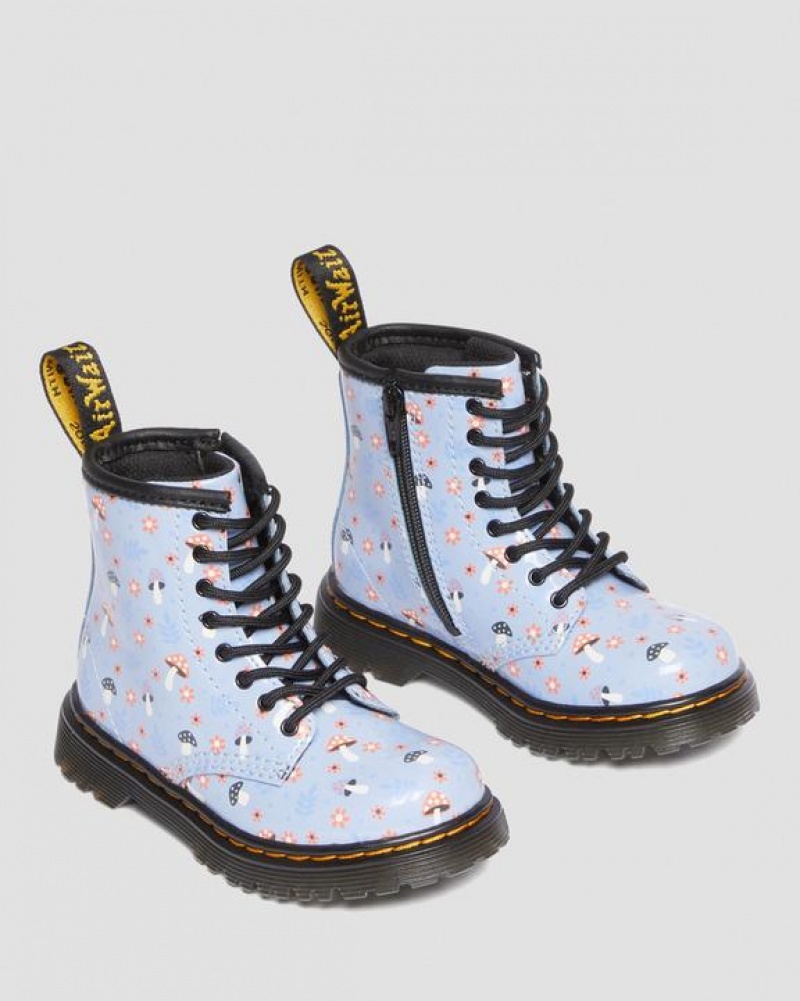 Dr Martens Toddler 1460 Lak Woodland Blonder Up Støvler Børn Blå | Danmark_Dr30874