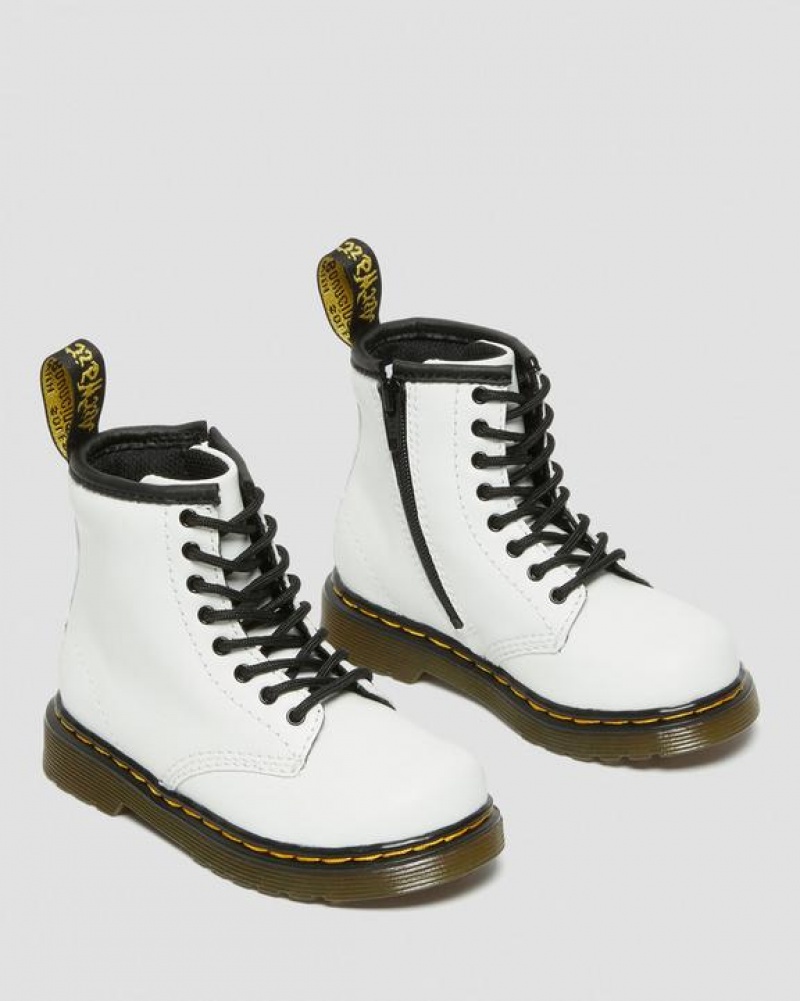 Dr Martens Toddler 1460 Læder Blonder Up Støvler Børn Hvide | Danmark_Dr44273