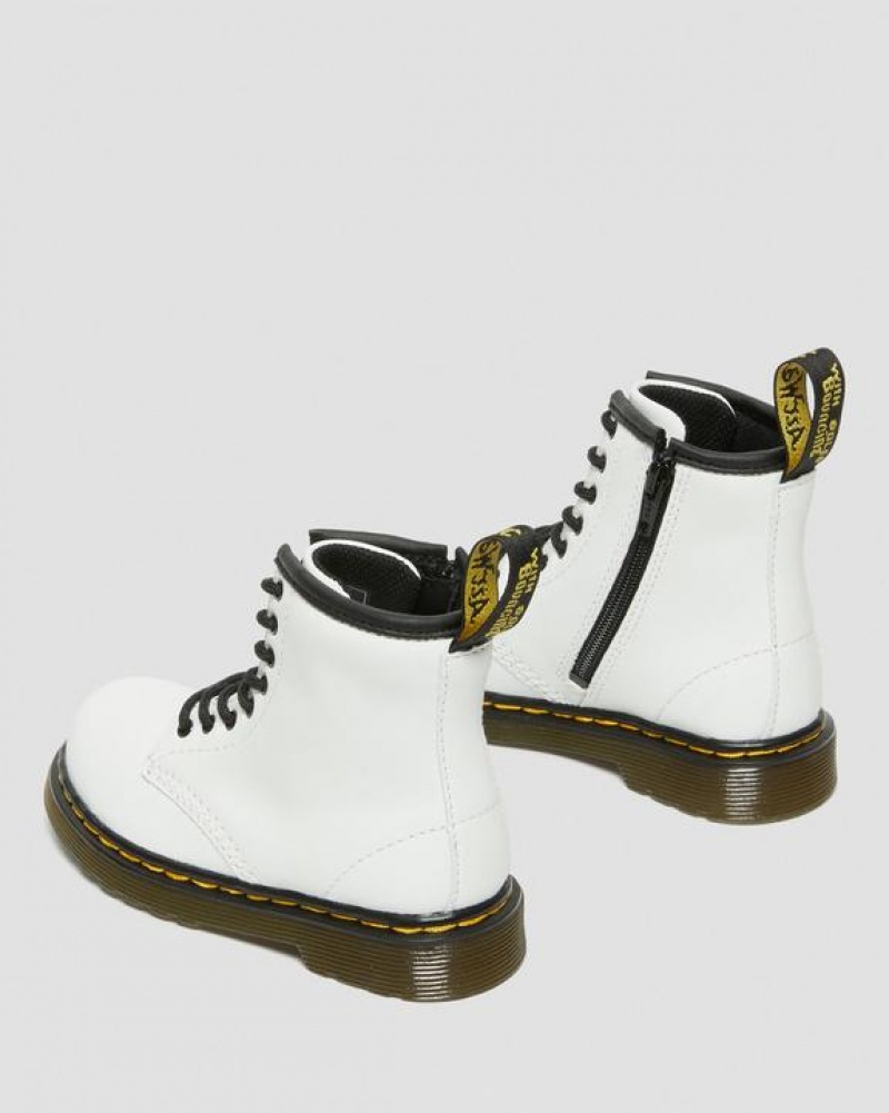 Dr Martens Toddler 1460 Læder Blonder Up Støvler Børn Hvide | Danmark_Dr44273