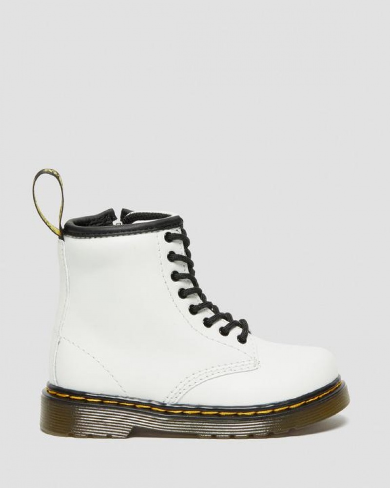 Dr Martens Toddler 1460 Læder Blonder Up Støvler Børn Hvide | Danmark_Dr44273