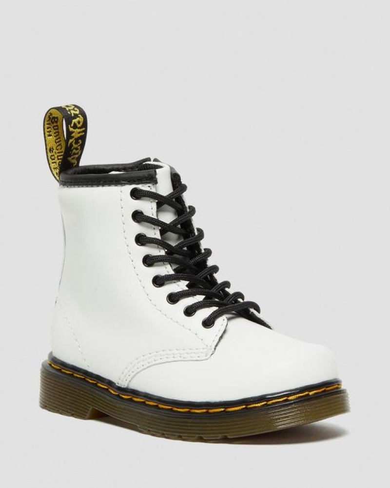 Dr Martens Toddler 1460 Læder Blonder Up Støvler Børn Hvide | Danmark_Dr44273