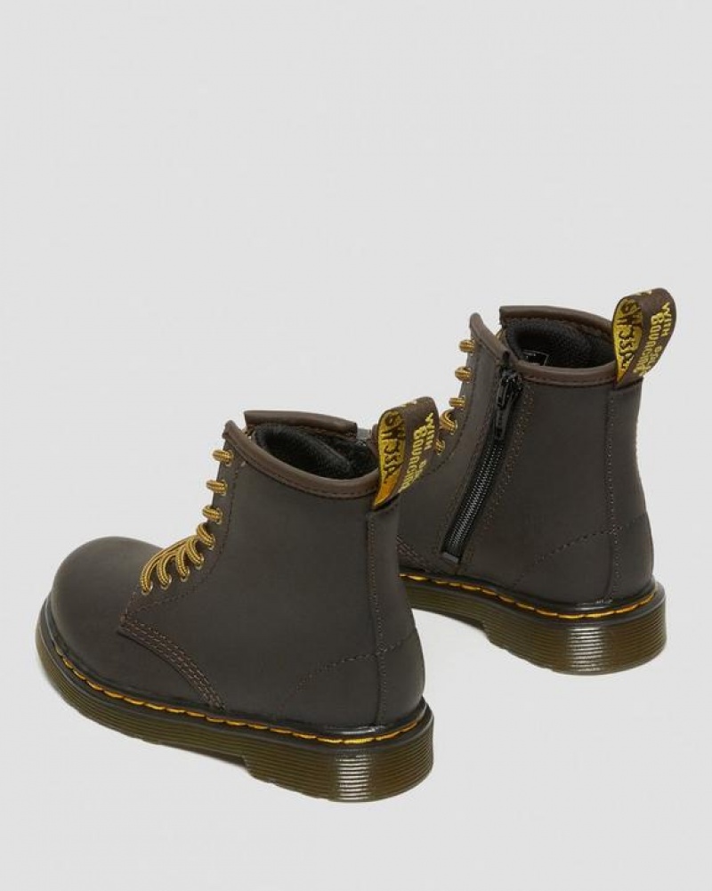 Dr Martens Toddler 1460 Wildhorse Læder Blonder Up Støvler Børn Mørkebrune | Danmark_Dr95261