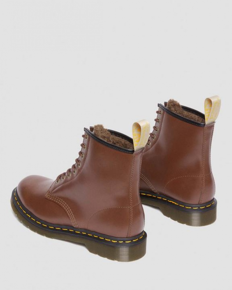 Dr Martens Veganske 1460 Faux Fur Forede Blonder Up Støvler Dame Brune | Danmark_Dr14211