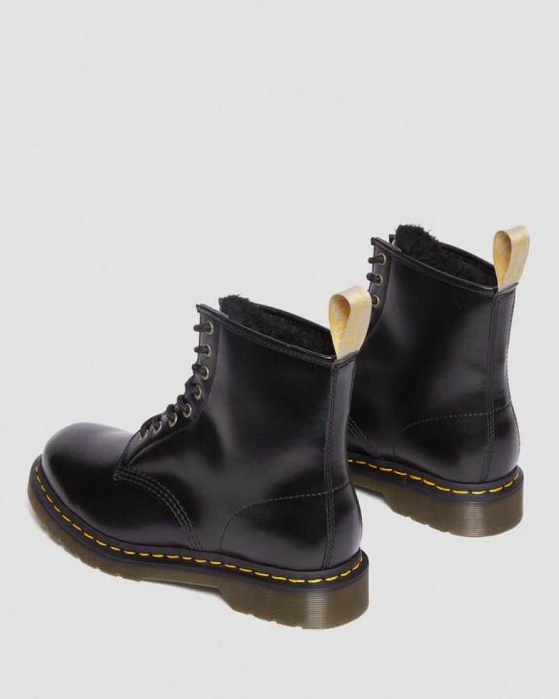 Dr Martens Veganske 1460 Faux Fur Forede Blonder Up Støvler Dame Sort | Danmark_Dr21853