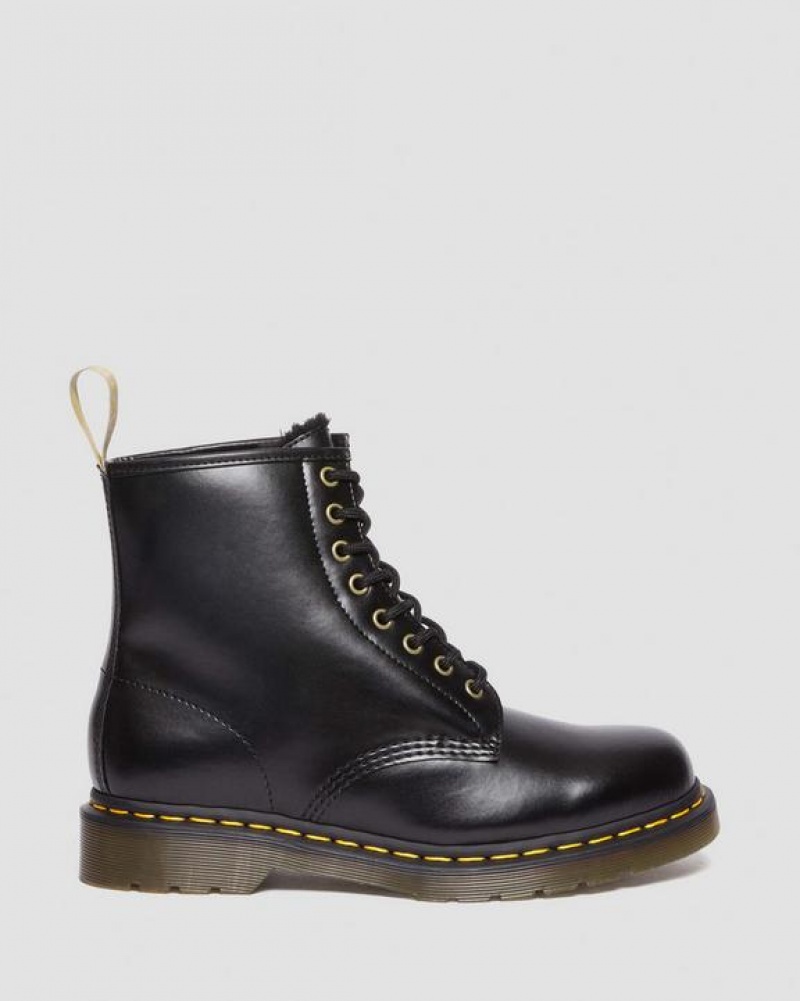 Dr Martens Veganske 1460 Faux Fur Forede Blonder Up Støvler Dame Sort | Danmark_Dr21853