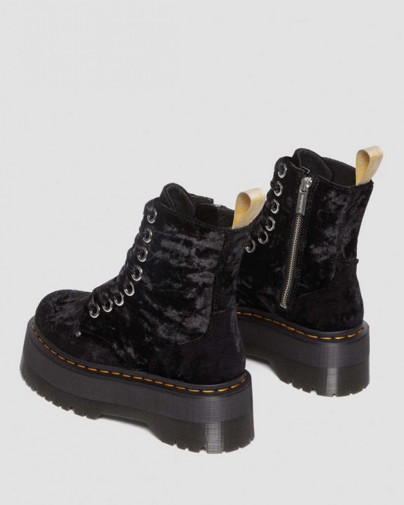 Dr Martens Veganske Jadon Boot Max Crushed Velvet Platforms Støvler Dame Sort | Danmark_Dr51161