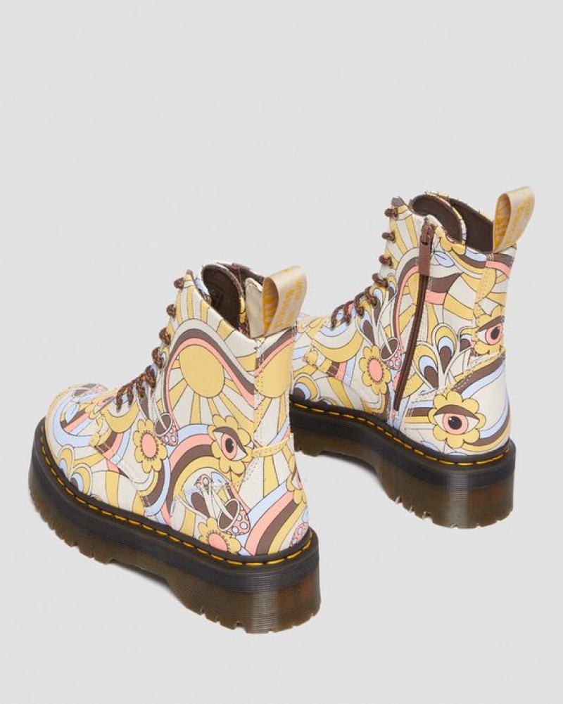 Dr Martens Veganske Jadon Boot Retro Canvas Platforms Støvler Dame Gul Flerfarvede | Danmark_Dr80674