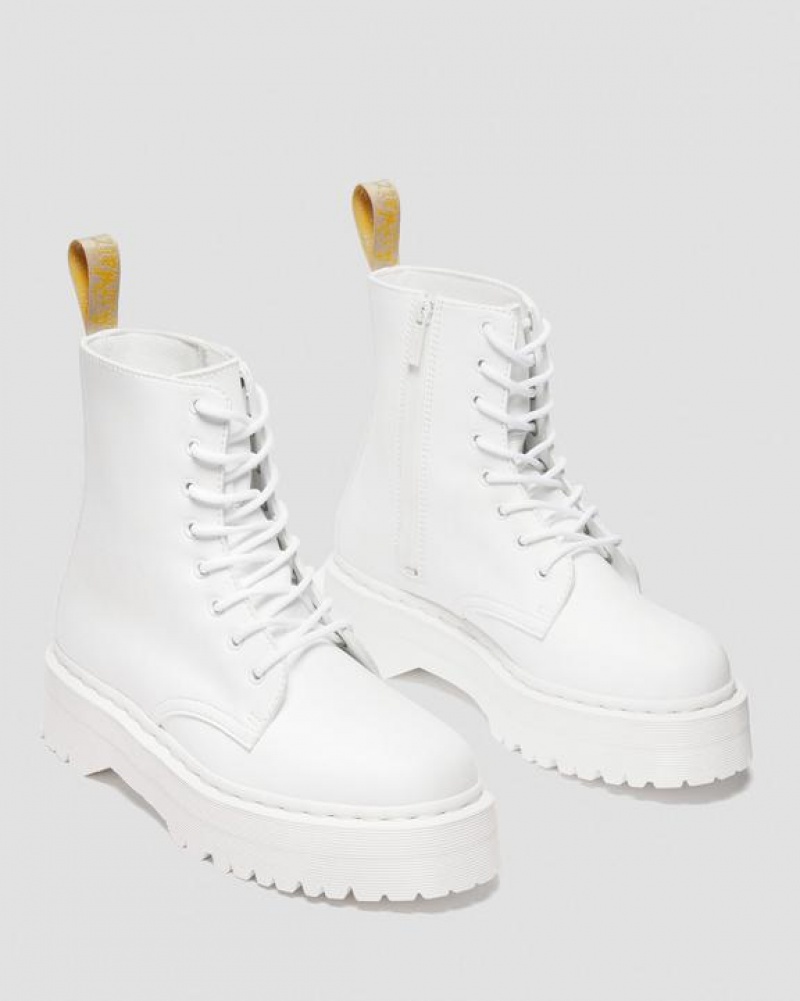 Dr Martens Veganske Jadon II Boot Kemble Mono Platforms Støvler Dame Hvide | Danmark_Dr90442