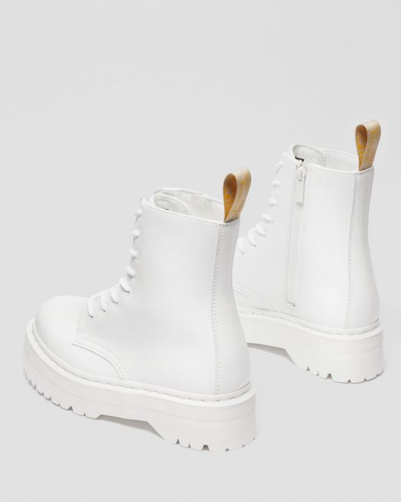 Dr Martens Veganske Jadon II Boot Kemble Mono Platforms Støvler Dame Hvide | Danmark_Dr90442