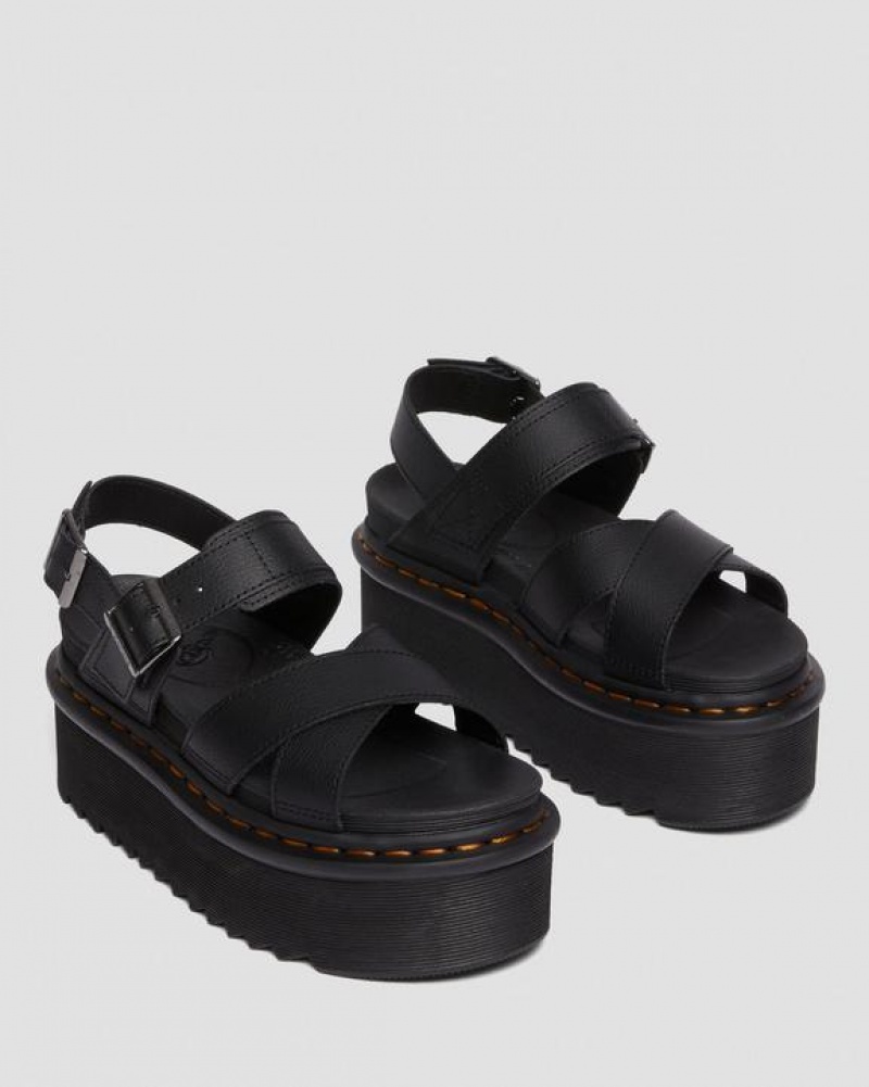 Dr Martens Voss II Athena Læder Páskové Platform Sandaler Dame Sort | Danmark_Dr70042