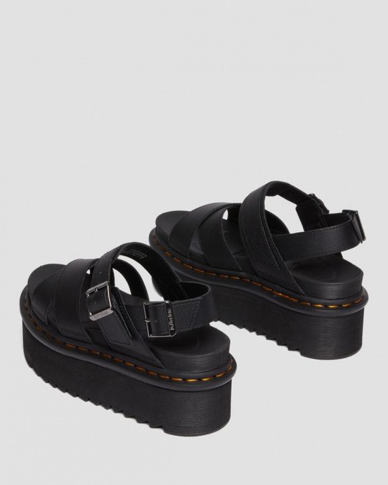 Dr Martens Voss II Athena Læder Páskové Platform Sandaler Dame Sort | Danmark_Dr70042