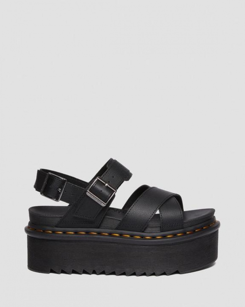 Dr Martens Voss II Athena Læder Páskové Platform Sandaler Dame Sort | Danmark_Dr70042