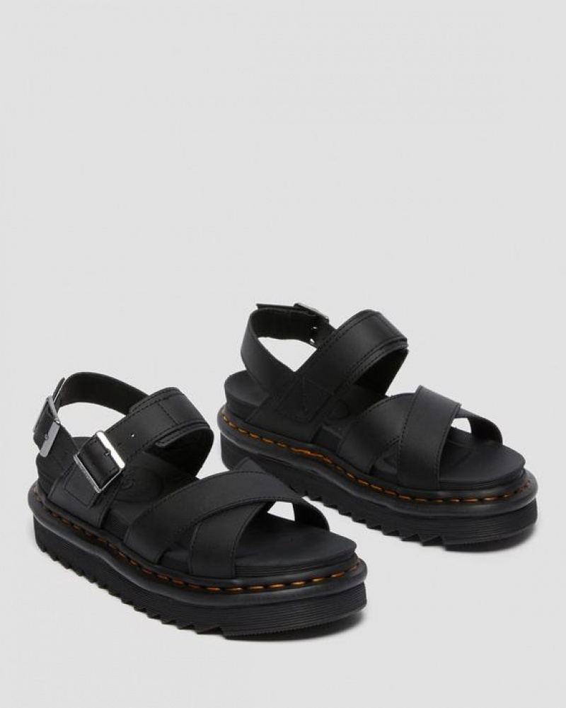 Dr Martens Voss II Women's Læder Páskové Platform Sko Dame Sort | Danmark_Dr85510