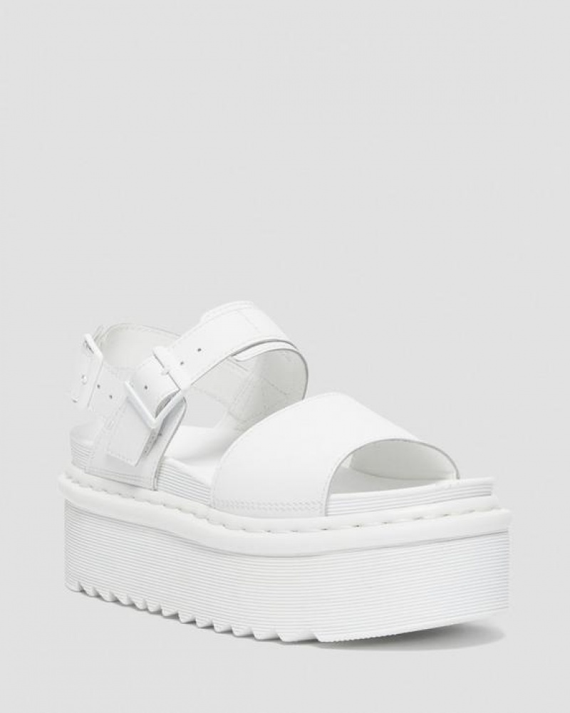 Dr Martens Voss Mono Læder Platform Páskové Sandaler Dame Hvide | Danmark_Dr52726