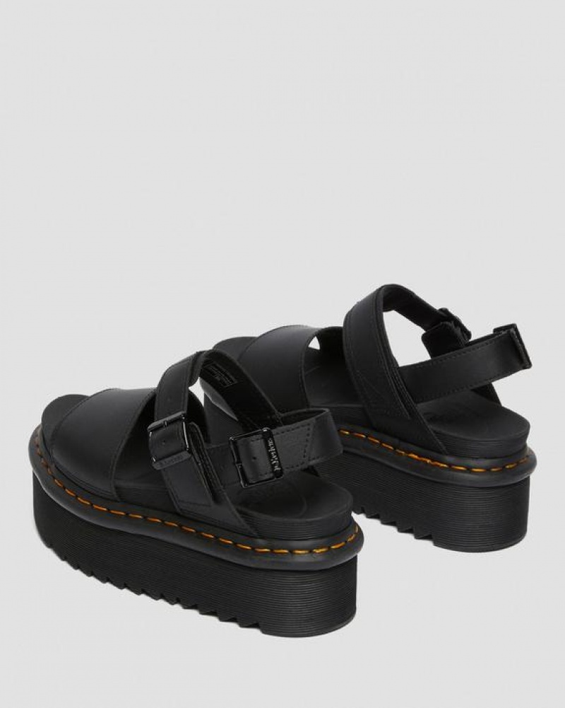 Dr Martens Voss Women's Læder Páskové Platform Sandaler Dame Sort | Danmark_Dr97688