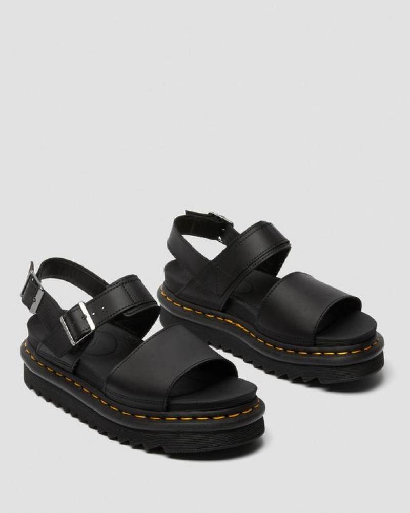 Dr Martens Voss Women's Læder Páskové Platform Sko Dame Sort | Danmark_Dr91266