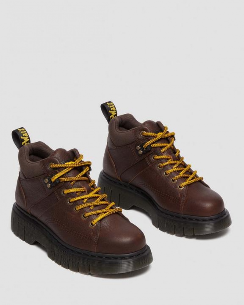 Dr Martens Woodard Grizzly Læder Low Casual Støvler Dame Mørkebrune | Danmark_Dr39309