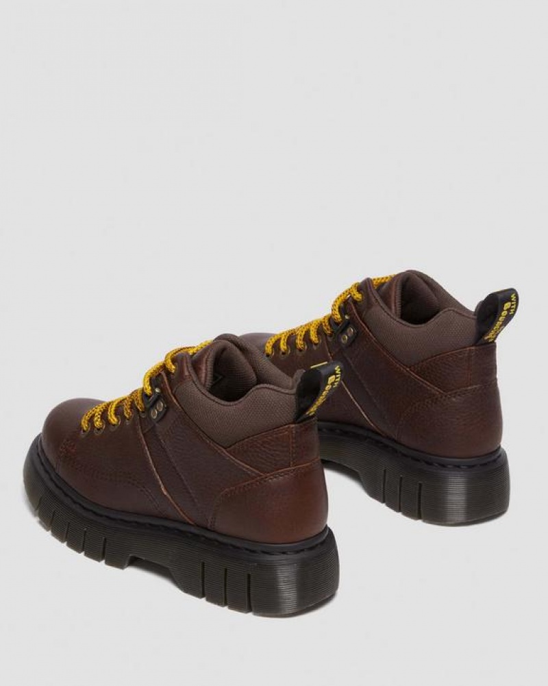 Dr Martens Woodard Grizzly Læder Low Casual Støvler Dame Mørkebrune | Danmark_Dr39309